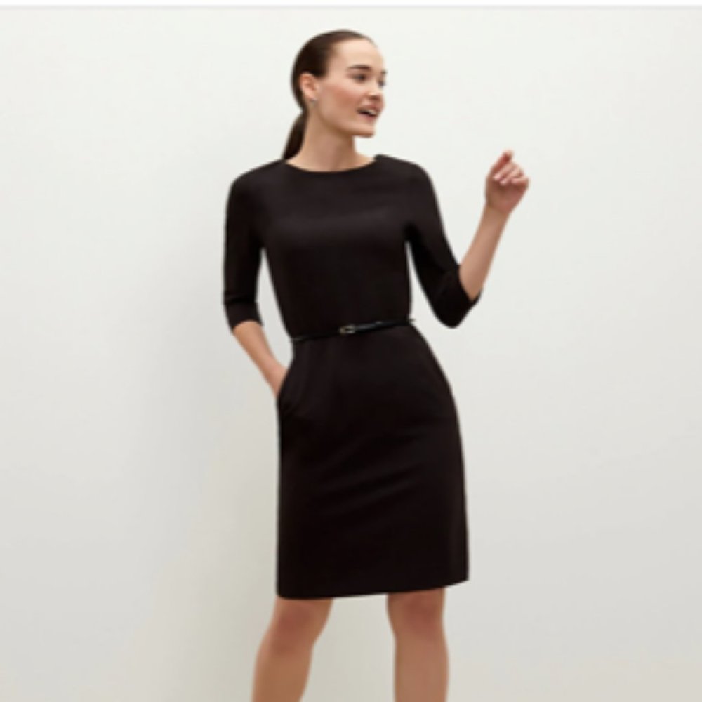 Etsuko Black Sheath Dress 3/4 Sleeve | 0